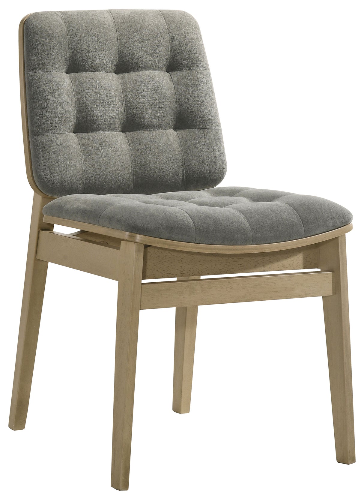 Redbridge Velvet Side Chair, Grey and Natural Oak (Set of 2)