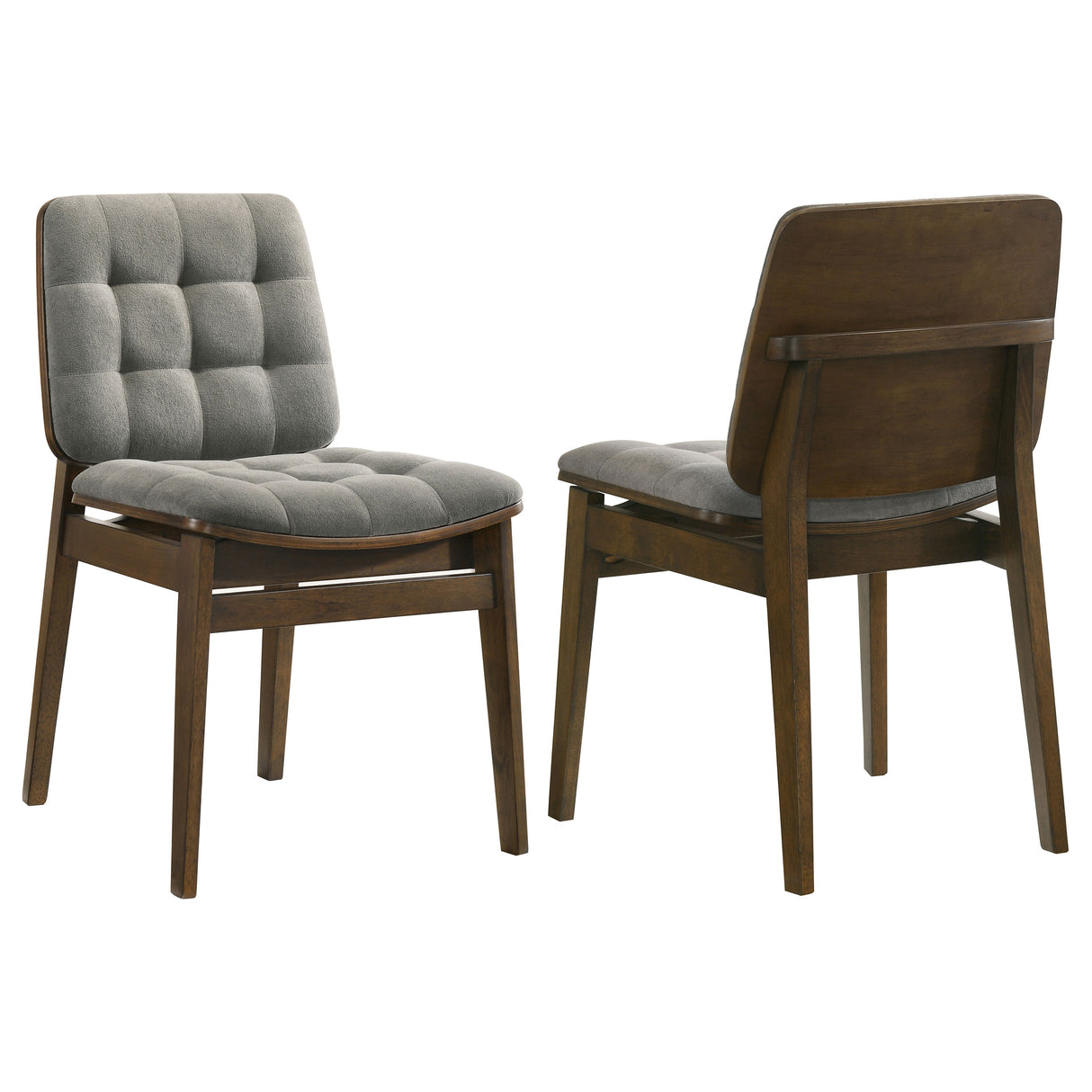 Redbridge Velvet Upholstered Side Chair, Grey and Walnut (Set of 2)