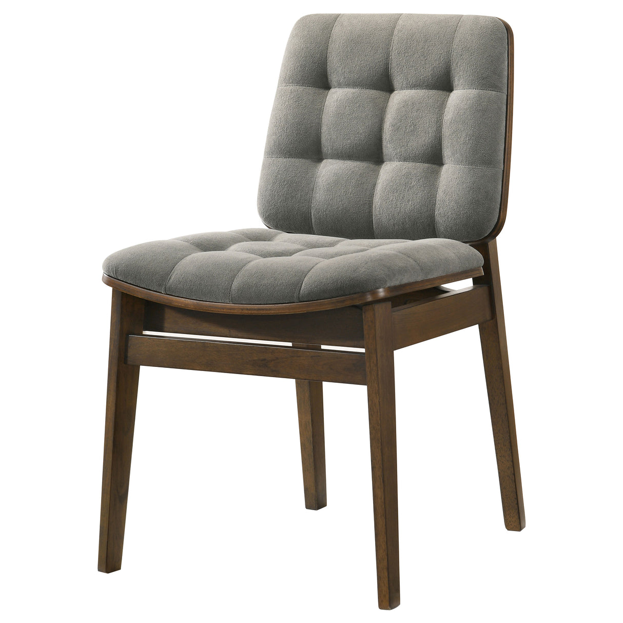 Redbridge Velvet Upholstered Side Chair, Grey and Walnut (Set of 2)