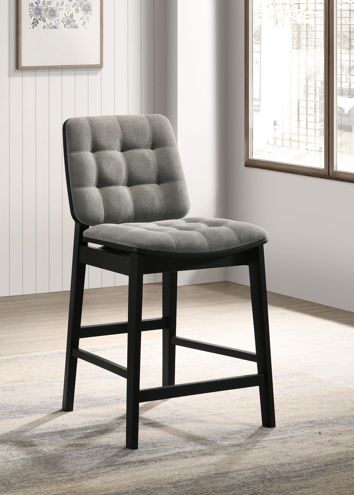 Redbridge Velvet Counter Chair - Grey and Black (Set of 2)