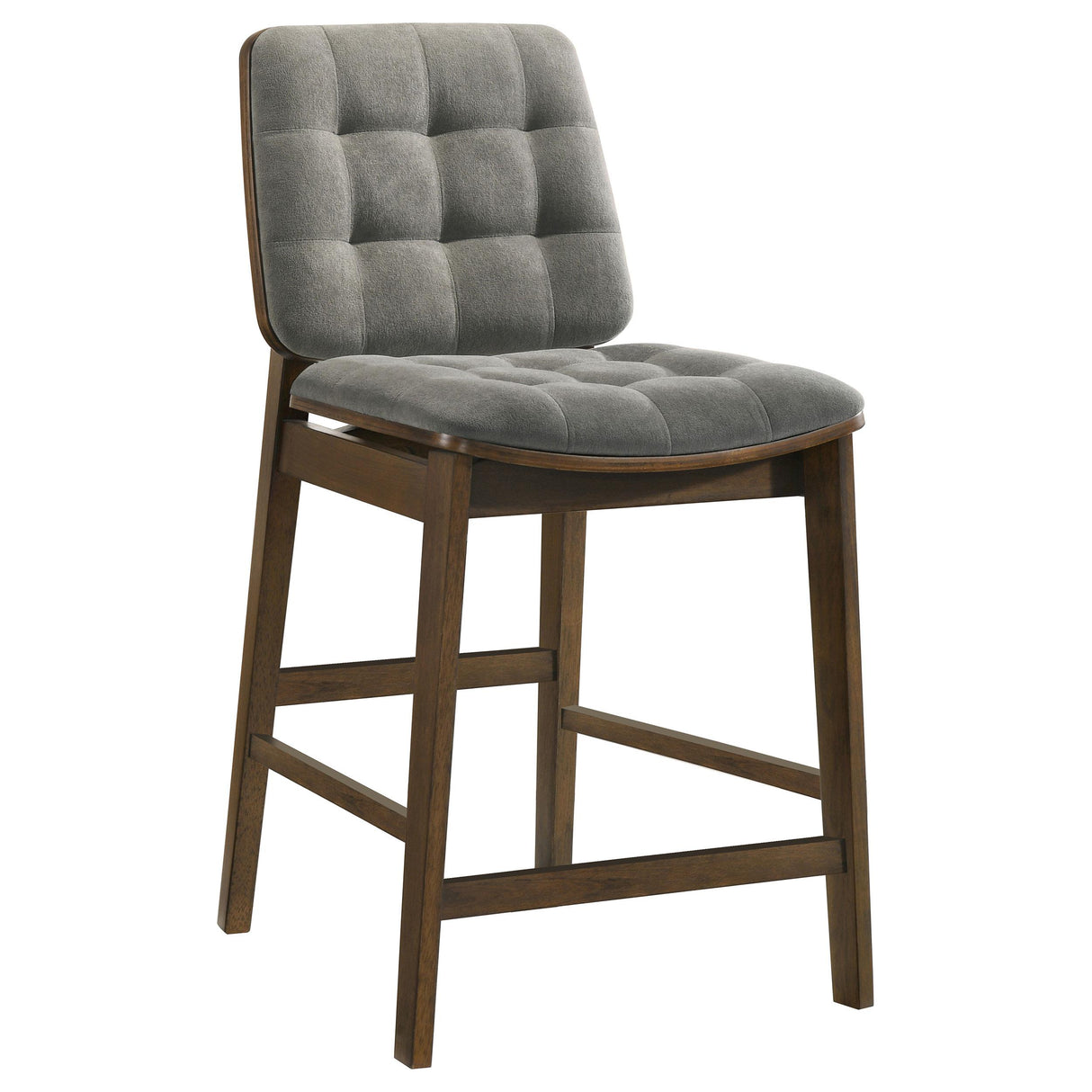 Redbridge Velvet Counter Chair - Grey and Walnut (Set of 2)