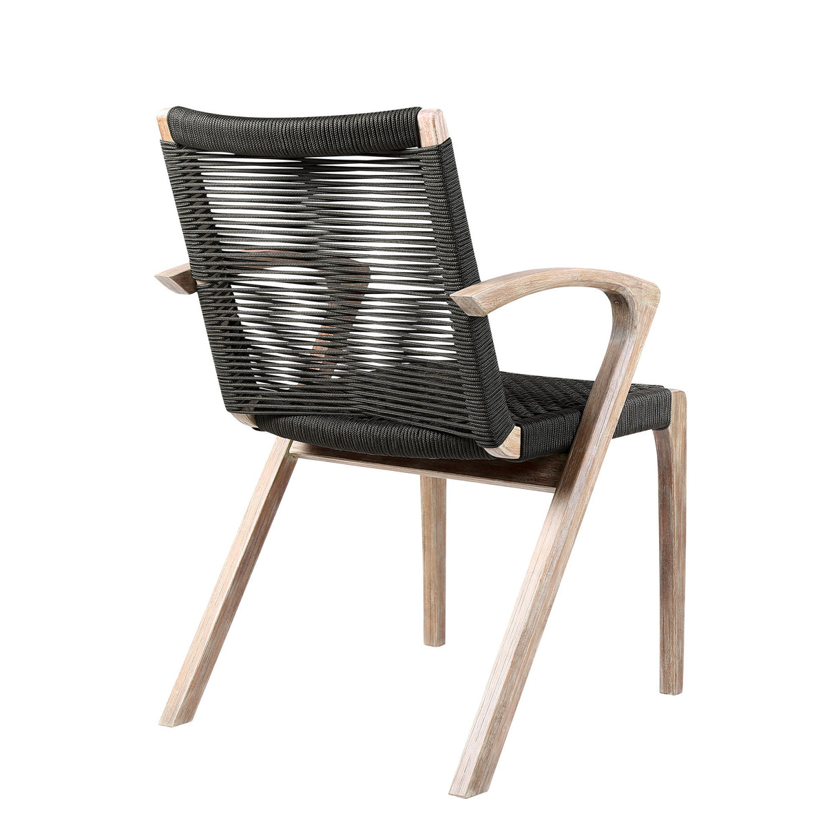 Brielle - Outdoor Light Eucalyptus Wood And Charcoal Rope Dining Chairs - (Set Of 2)