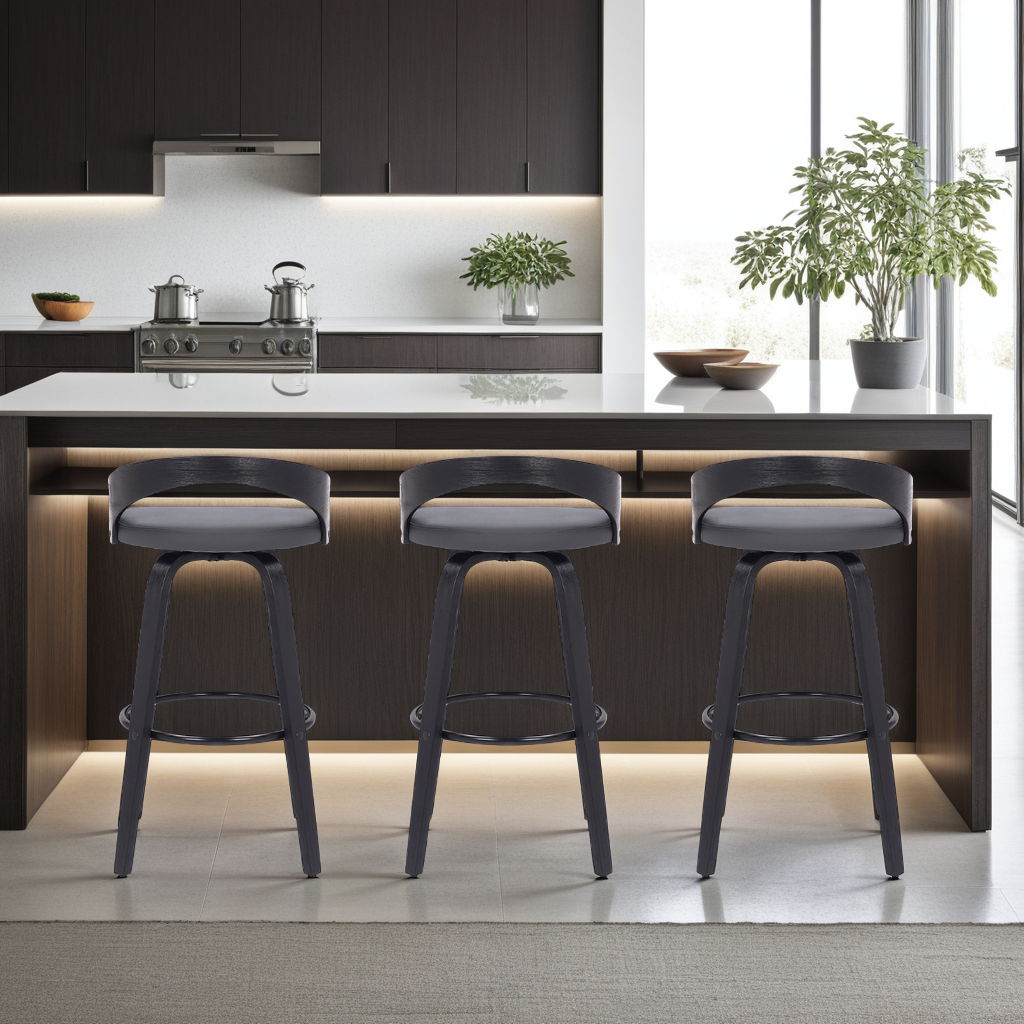 Sonia - 26" Counter Height Swivel Bar Stool - Black Wood