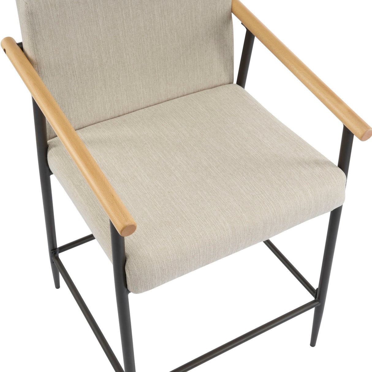 Counter Stool Set With Iron Frame - Espresso / Beige