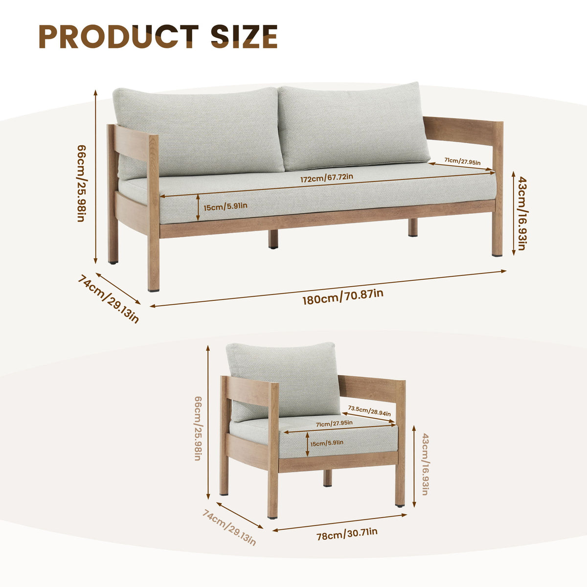 Outdoor Coffee Table - Beige Brown