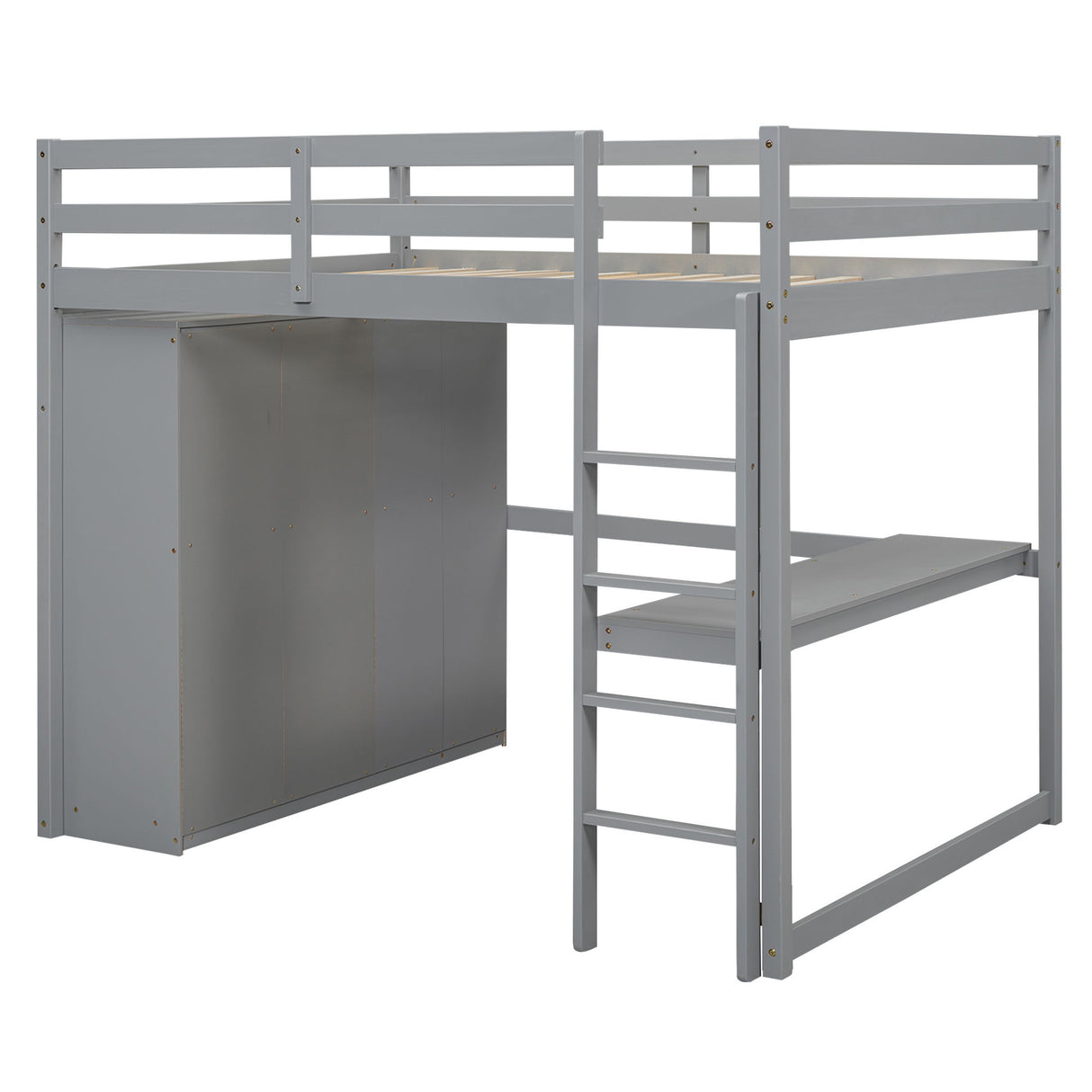 Loft Bed With Built In Wardrobe, Shelves And Drawers