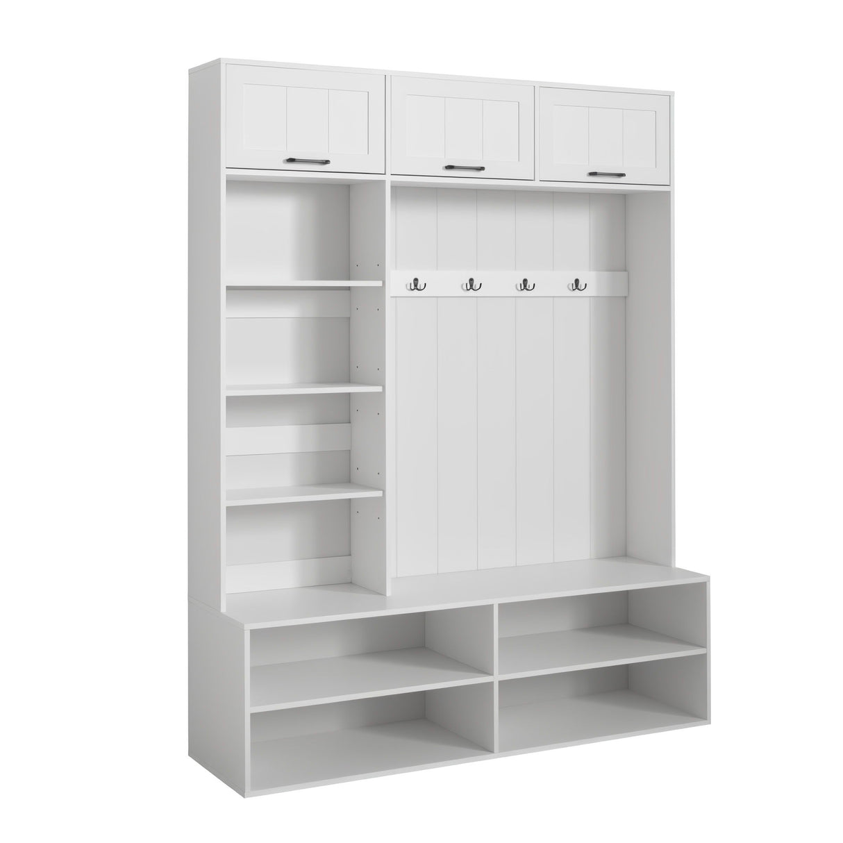 Farmhouse Hall Tree & Bench And Shoe Storage