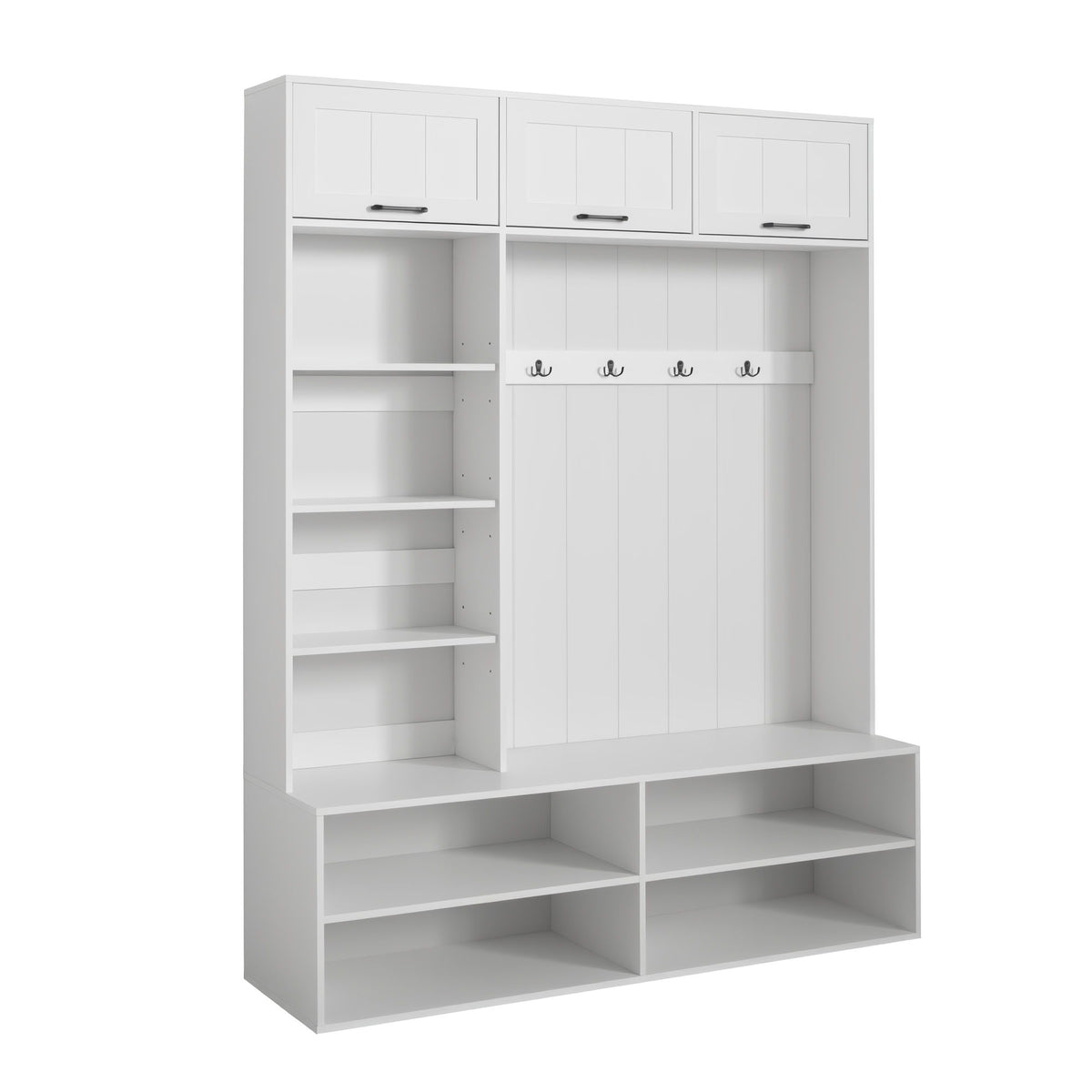 Farmhouse Hall Tree & Bench And Shoe Storage