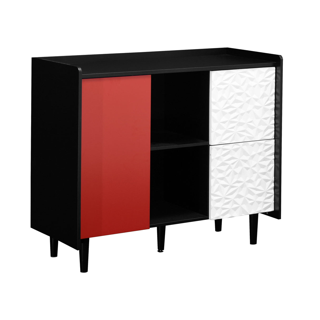 Sideboard Buffet Cabinet with Unique Panel Styling Wood Storage Drawers