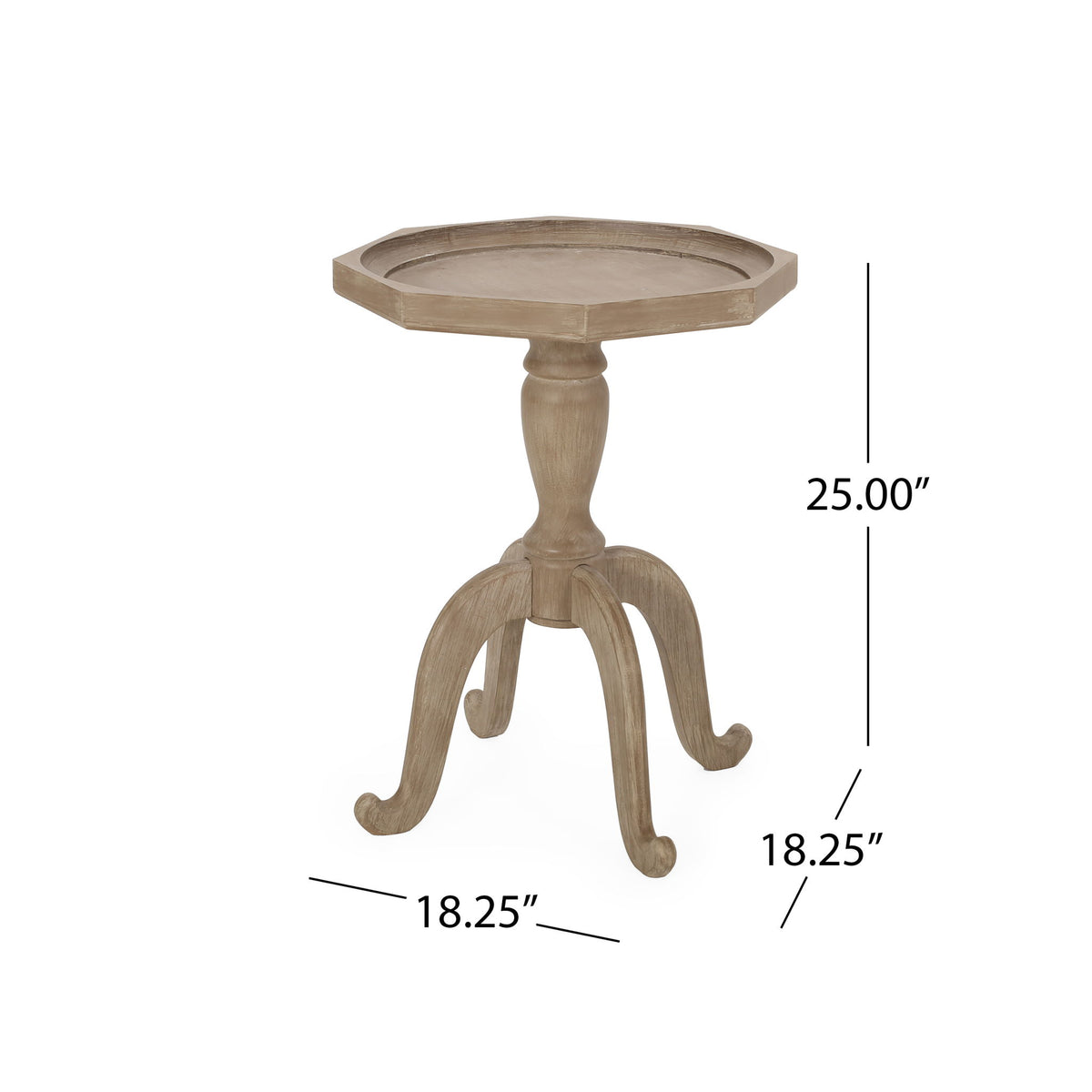 French Country Accent Table With Spider Leg Design - Natural / White