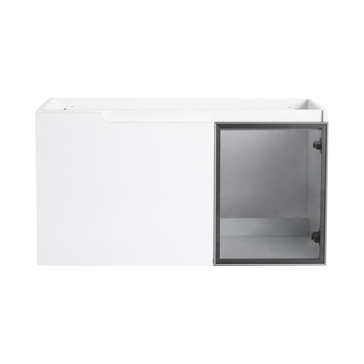 36" (35 1 / 4") Wall Mounted Bathroom Vanity, Cabinet With Half Door (Excluding Sink) - Glossy White