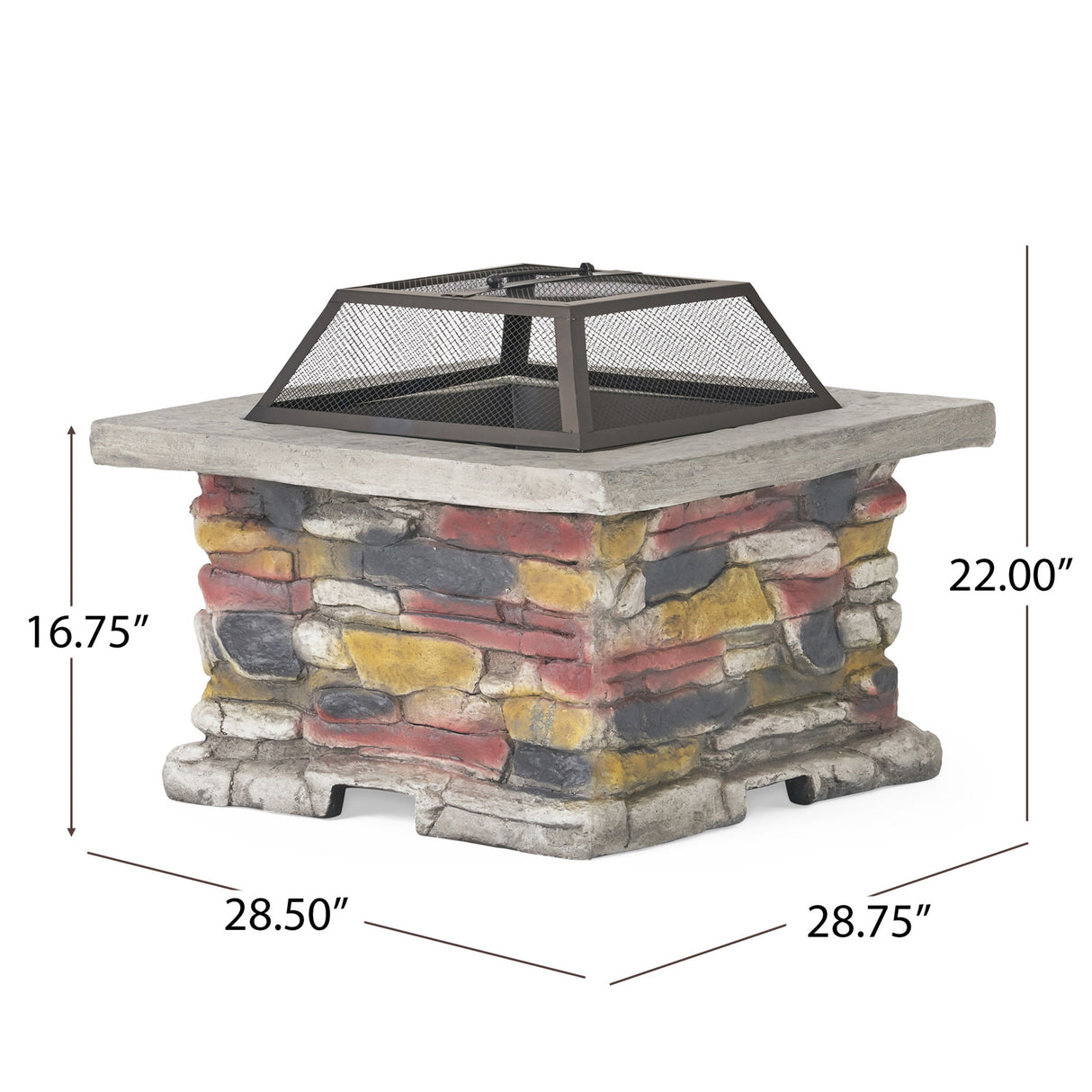 Outdoor Wood Burning Magnesium Oxide Fire Pit with Lid in Stone Gray