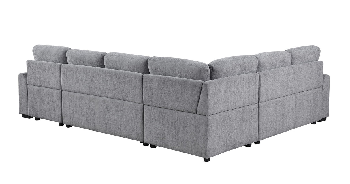 Nyhan - Upholstered Corner Sectional With Pull Out Loveseat And Storaged Chaise