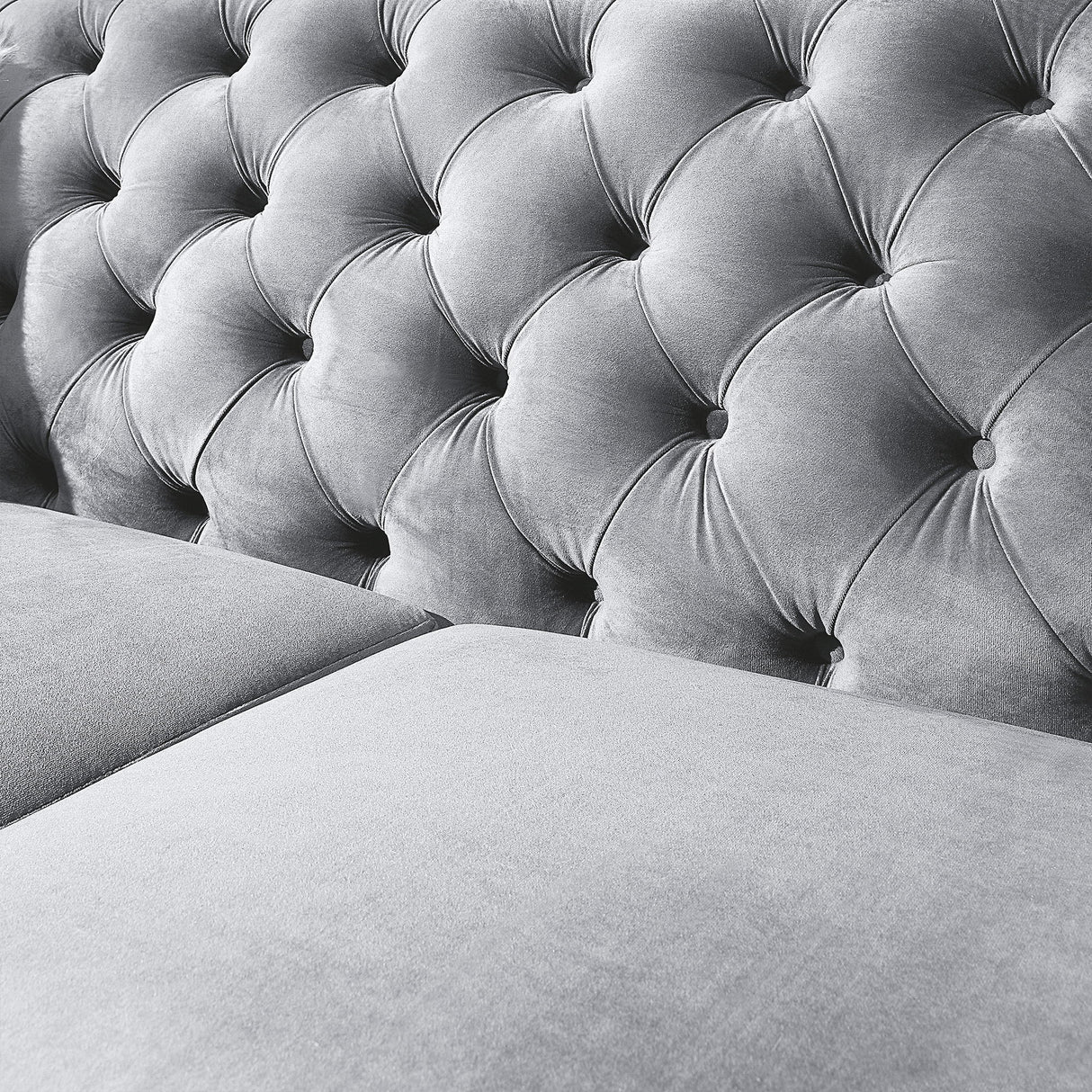 2 Seater Sofa With Button Tufted Diamond Grid & 2 Pillows For Living Room