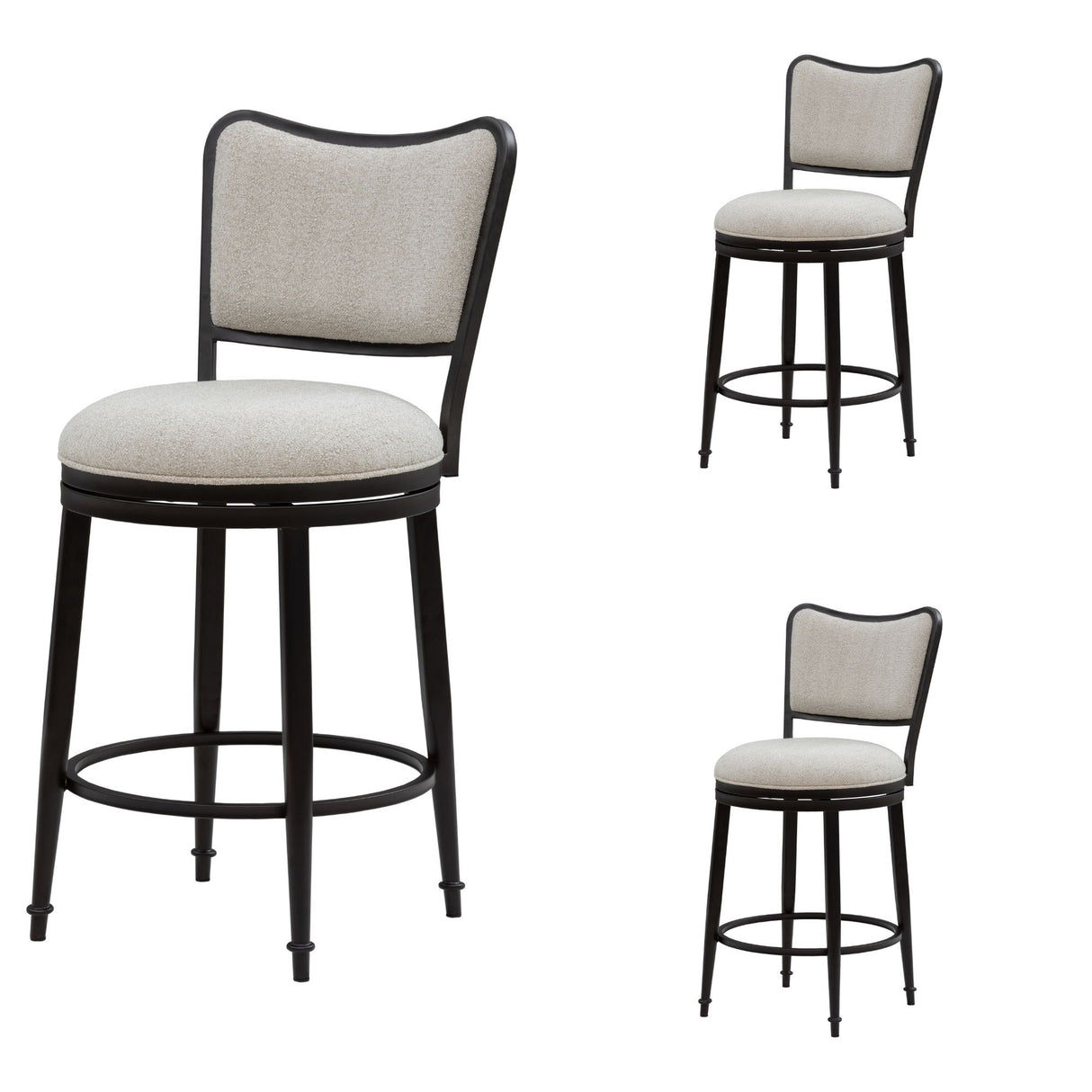 Baxter - Steel Frame Fabric Upholstered Swivel Counter Height Barstool