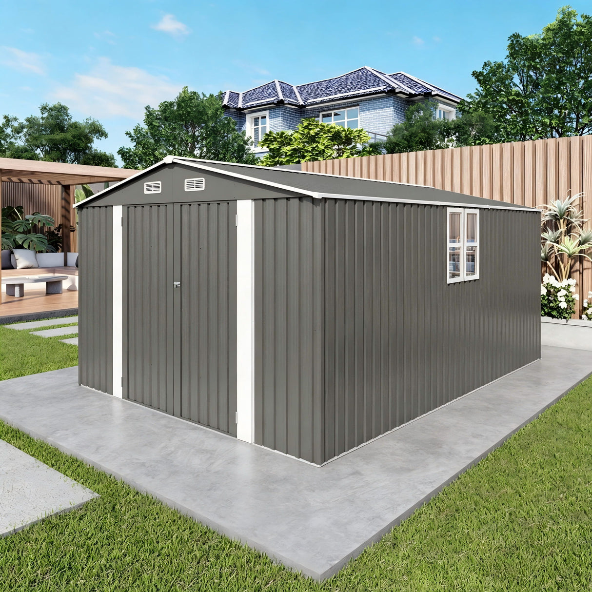 Outdoor Storage Shed With Lockable Doors