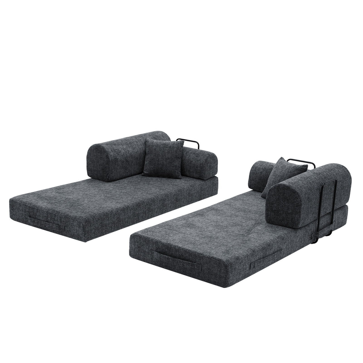 Convertible Sleeper Sofa Bed, Folding Mattress Couch With Fixed Shape For Living Room - Black