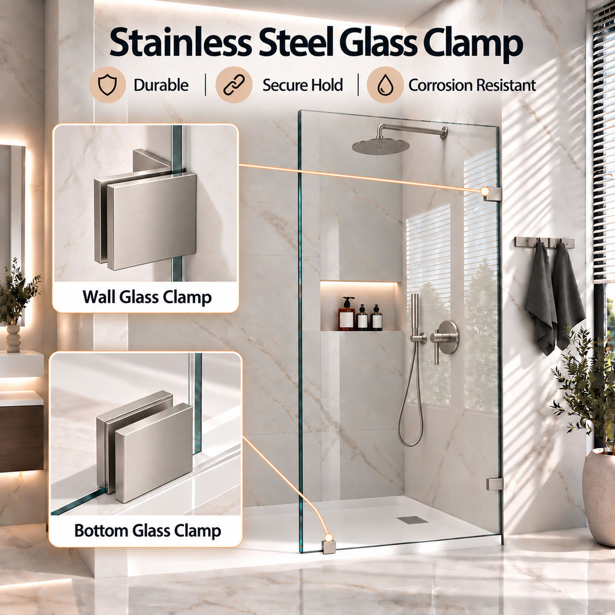 Frameless Walk-In Shower Glass Panel