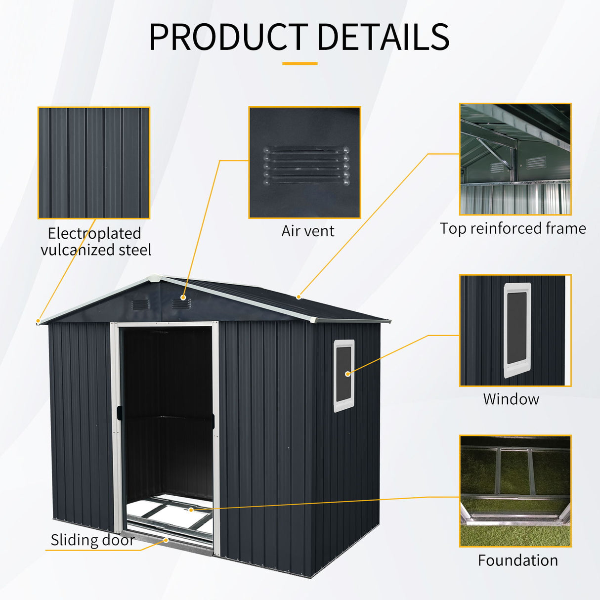 Outdoor Metal Storage Shed Garden Building with Window and Foundation 8x4ft