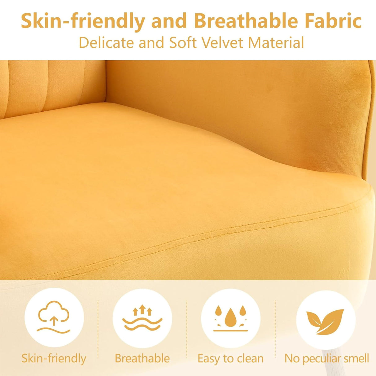 Accent Upholstered Armchair For Living Room - Yellow