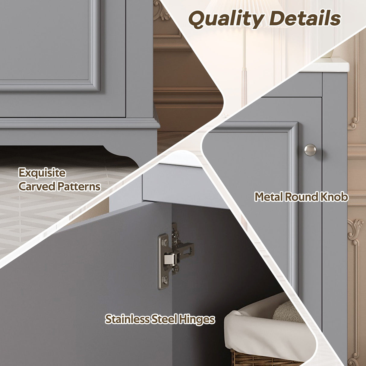 Bathroom Vanity With Sink, Freestanding Single Cabinet Set, Soft Close Door, Adjustable Shelf