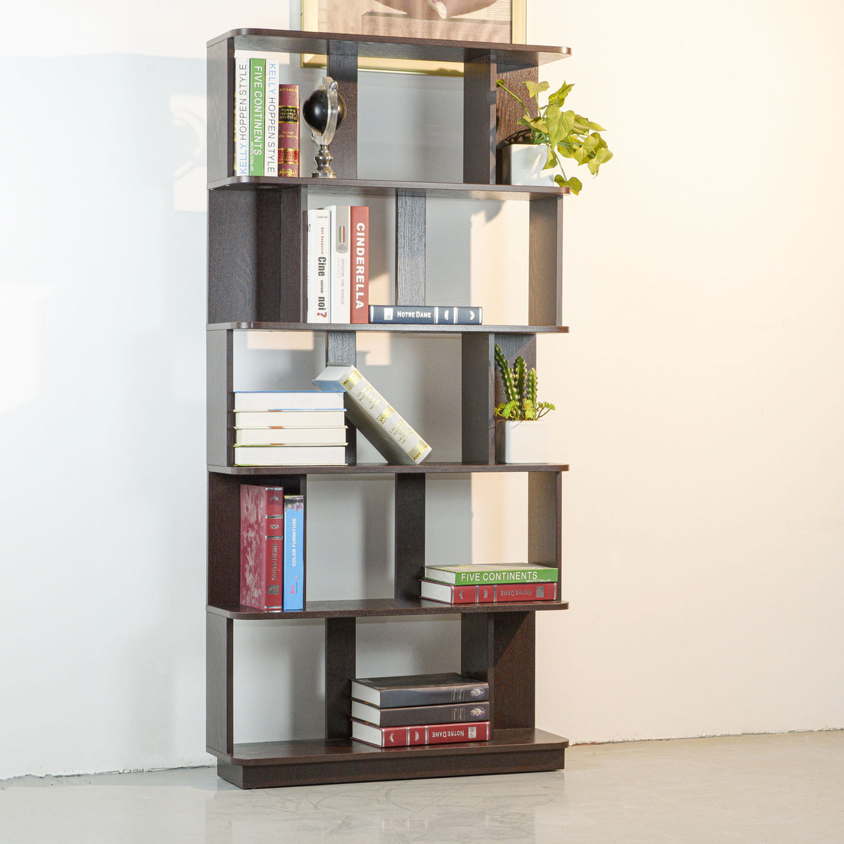 Modern 5 Tier Open Storage Bookcase
