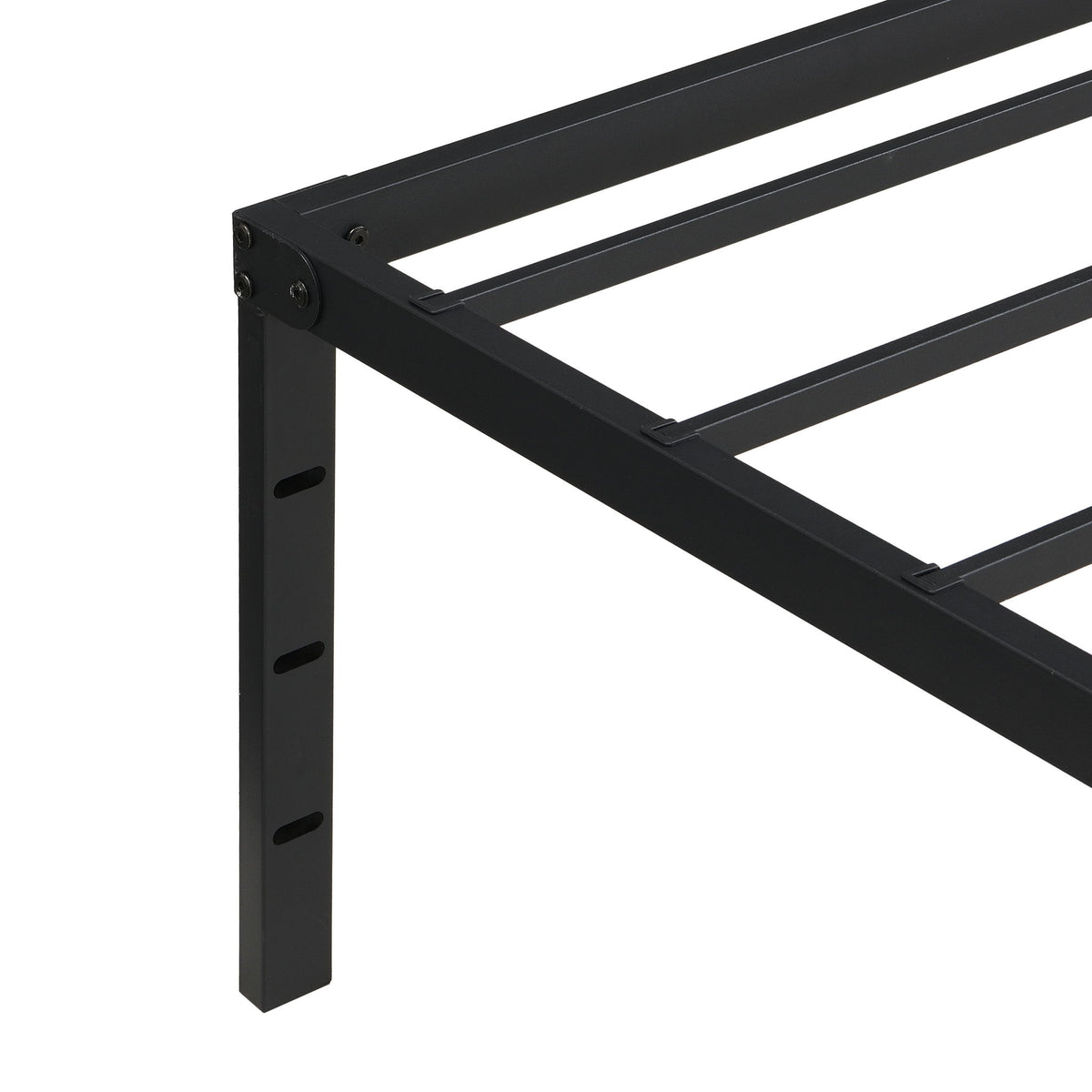 Heavy Duty Queen Size Bed Frame With Quiet Support - Black