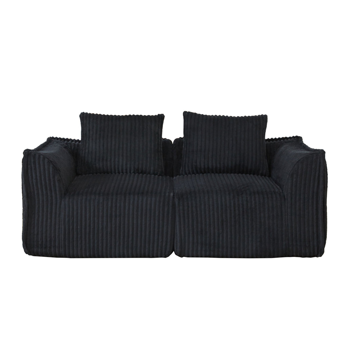 Minimalist Sofa With Curved Lines And Horn Shaped Throw Pillows