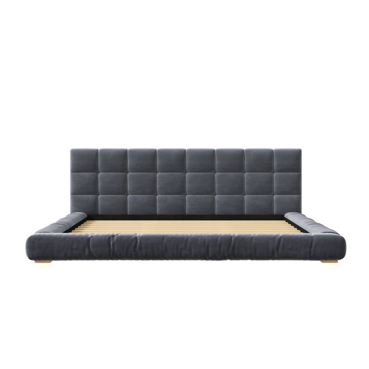 Upholstered Platform Bed Frame With Tufted Headboard