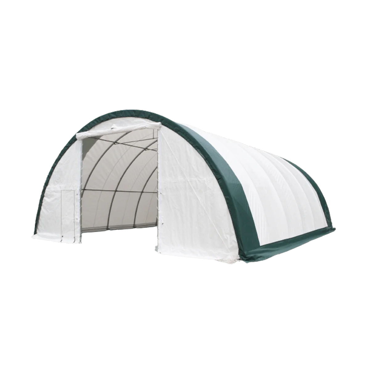 Single Truss Arch Storage Shelter Garden Building Steel Frame White Green