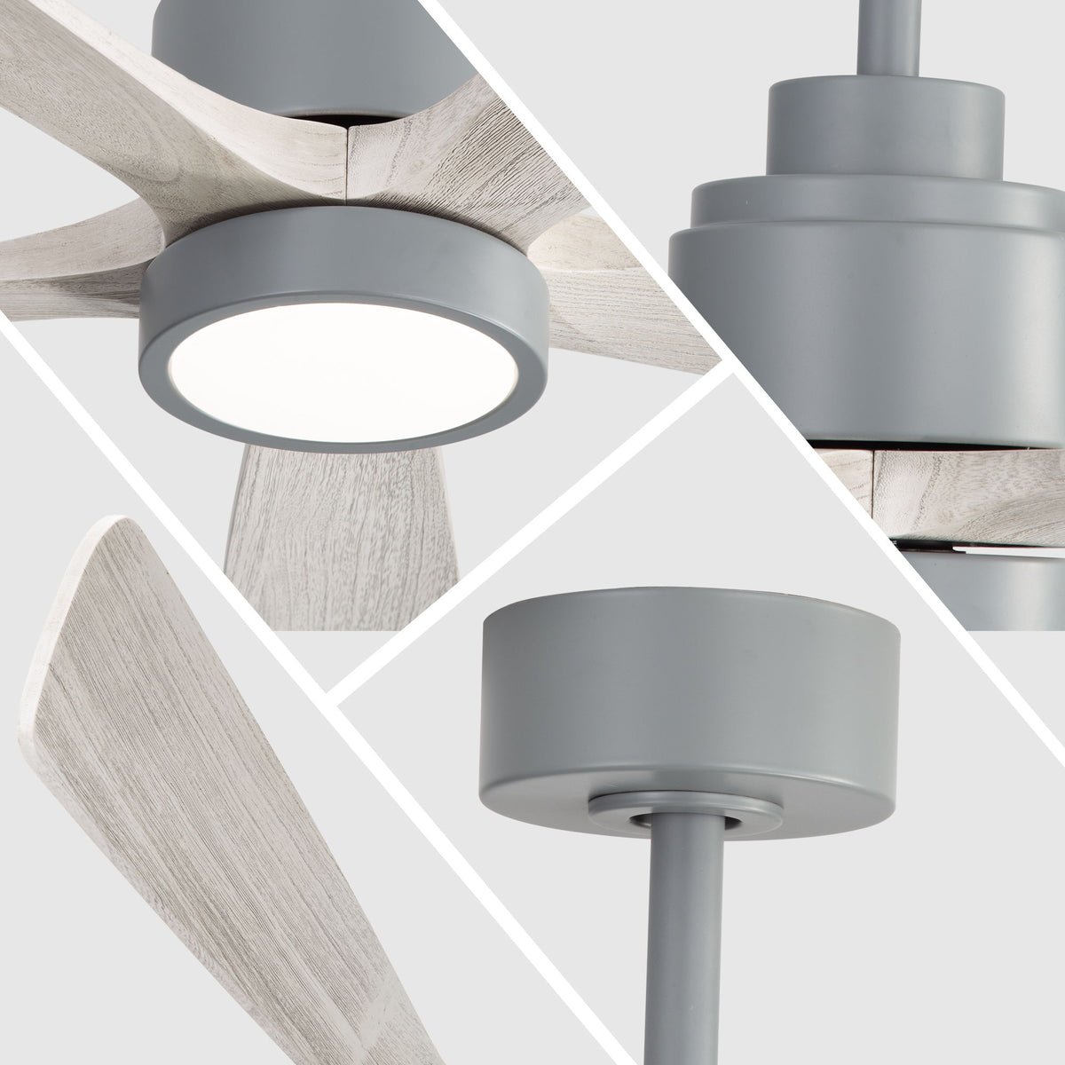 52" Ceiling Fan With Dimmable LED Light And 6 Speed Remote Control - Cement Gray