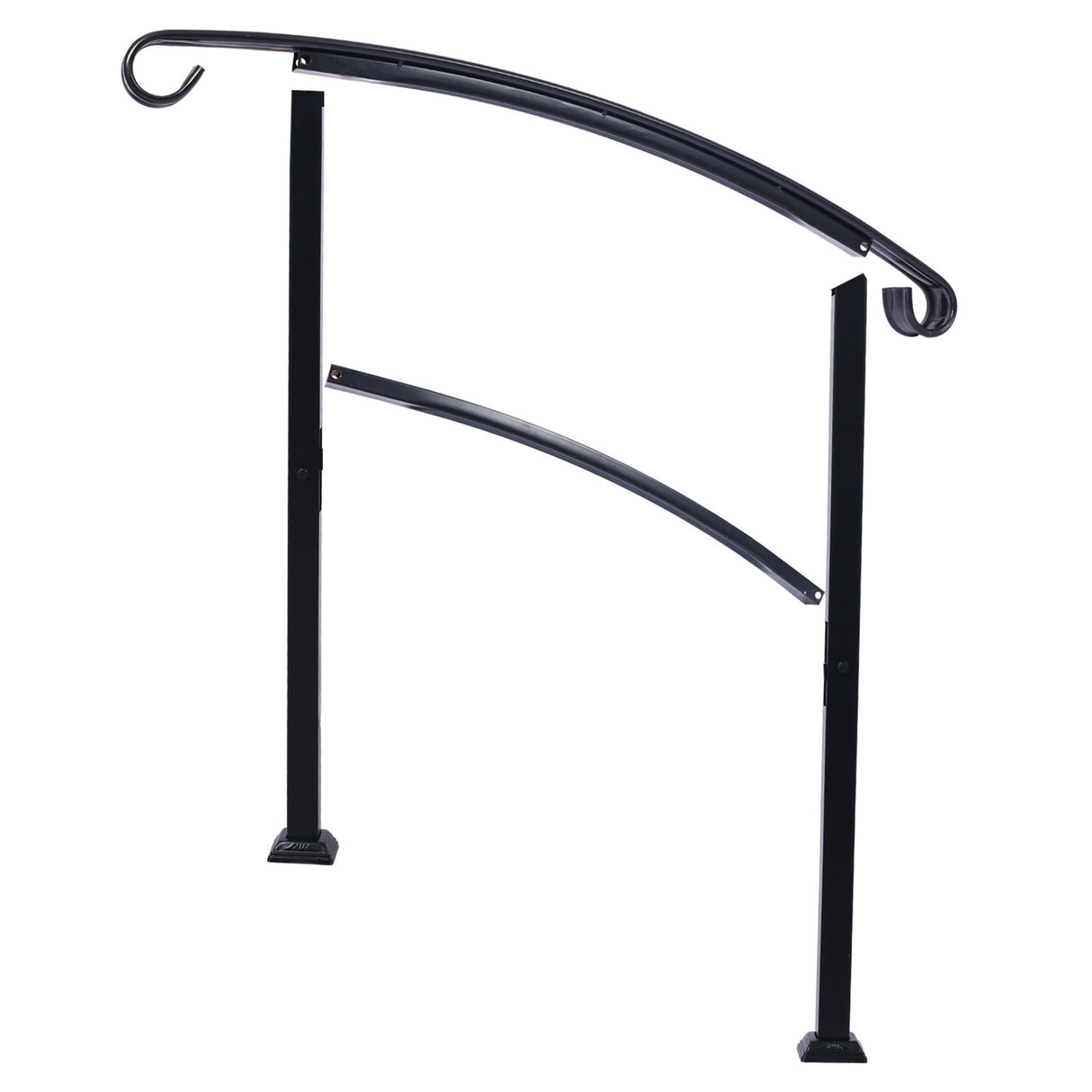 Handrails For Outdoor Steps, Fit 1 Or 3 Steps Outdoor Stair Railing, Flexible Front Porch Hand Rail, Transitional Handrails For Concrete Steps Or Wooden Stairs - Black - Outdoor Decor - Alpine Outlets