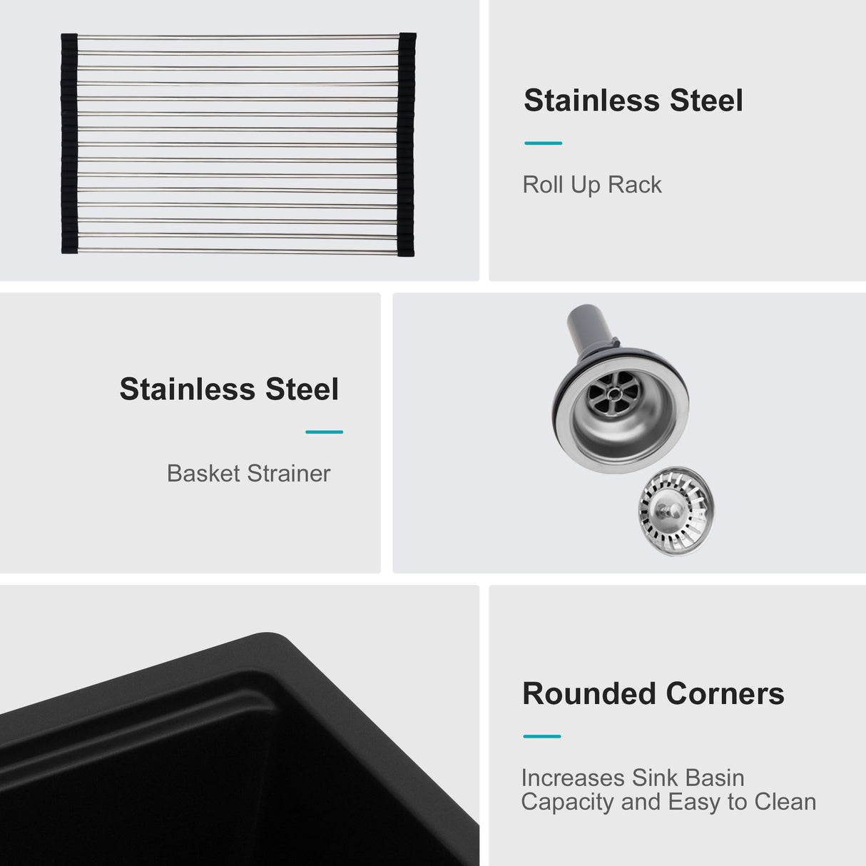 Quartz Composite Kitchen Sink With Workstation, Undermount