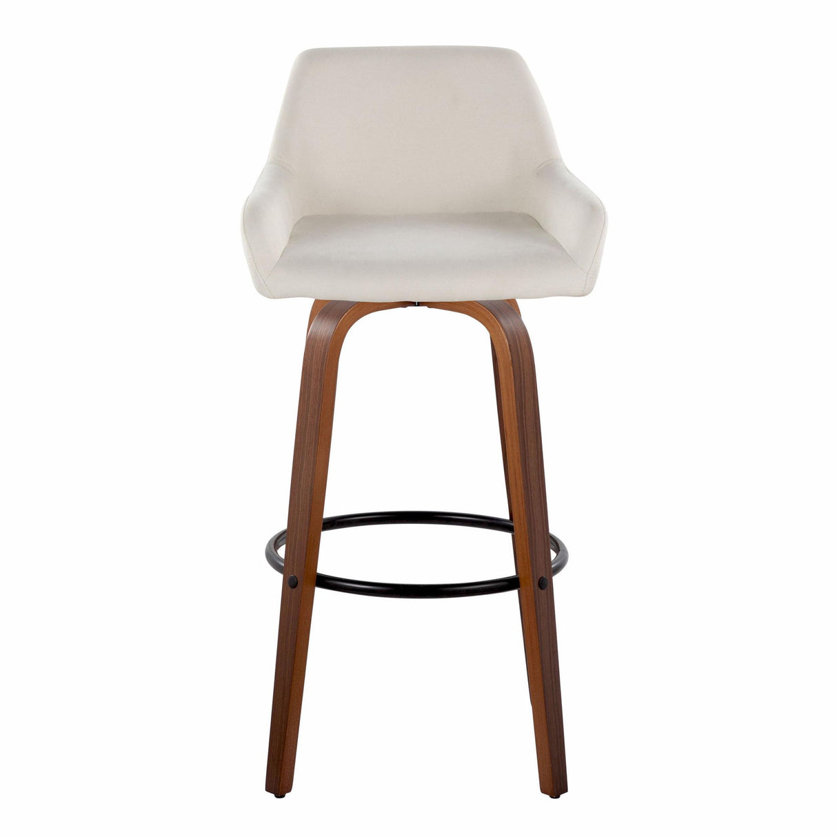Daniella - Contemporary Fixed Height, Barstool & Swivel And Round Footrest (Set of 2)