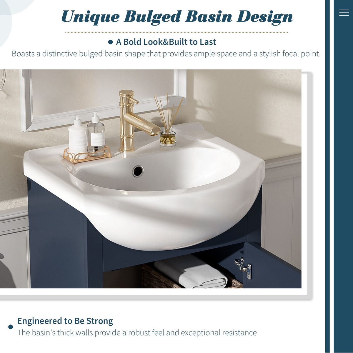 20" Bathroom Vanity With Bulged Sink, Freestanding Single Vanity Set, Soft Close Door