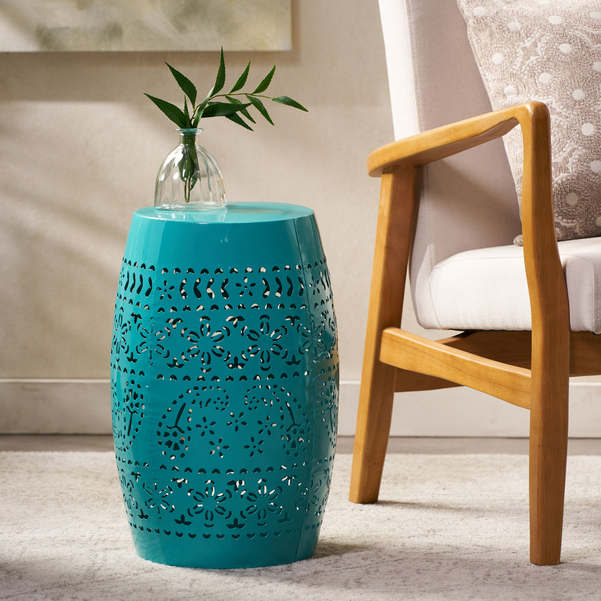 12" Outdoor Lace Cut Side Table