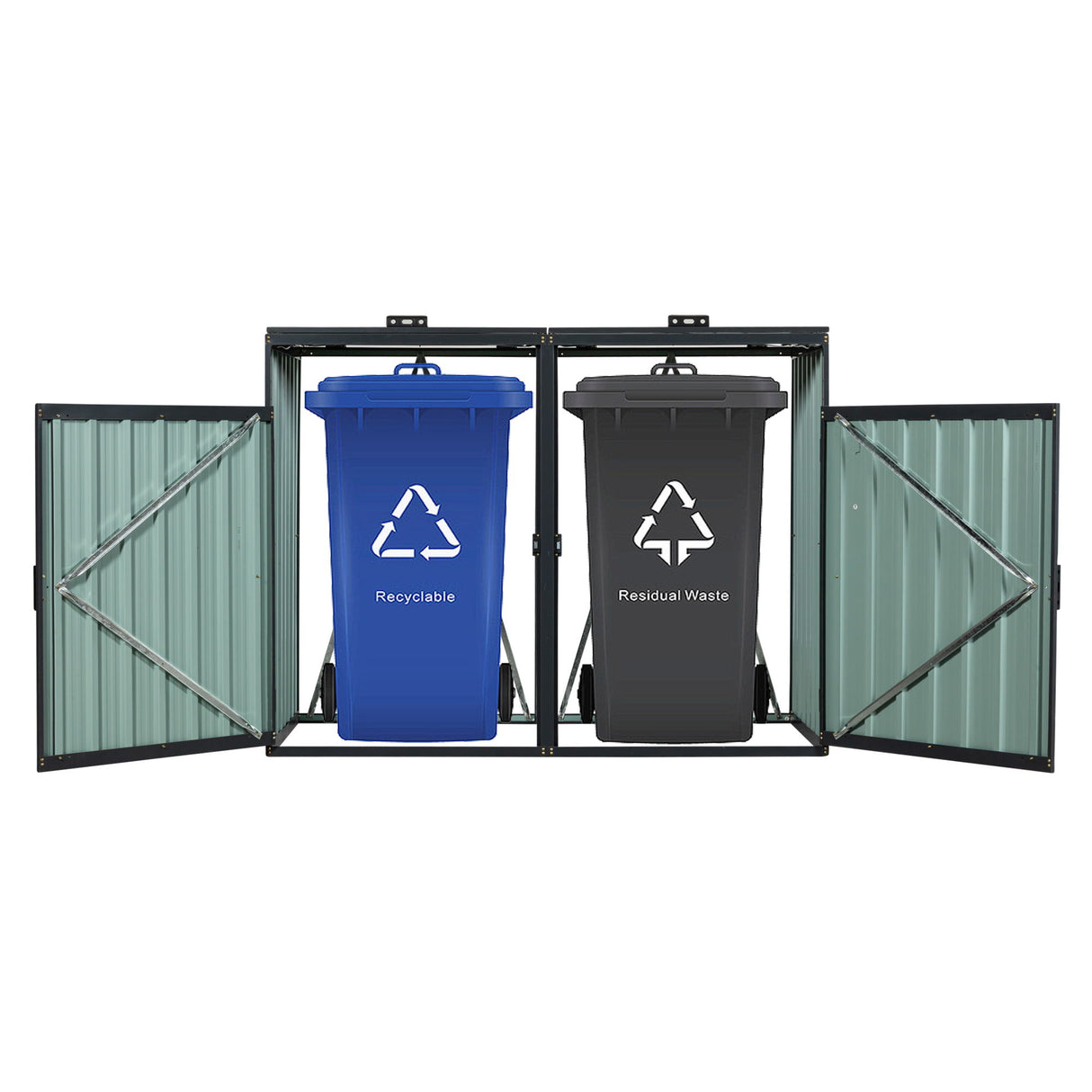 Garbage Bin Shed Outdoor Storage Building Weatherproof Galvanized Steel Housing
