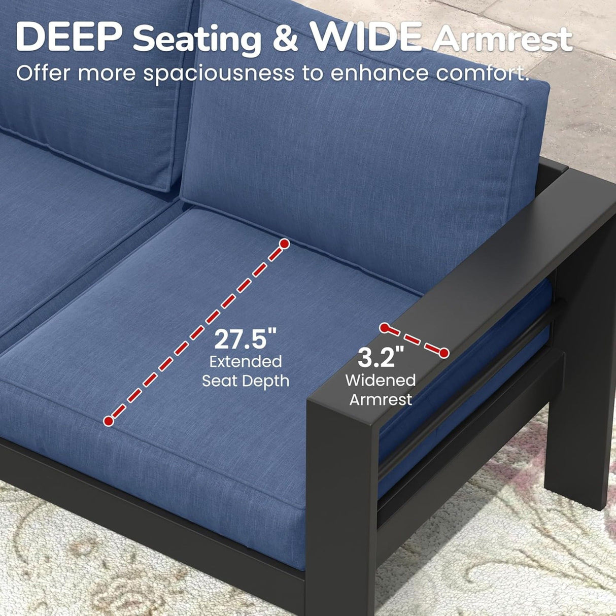 All-Weather Patio Loveseat With Thick Cushions