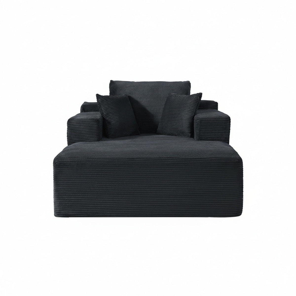Convertible Chaise Lounge Chair With Wide Armrest & Throw Pillows