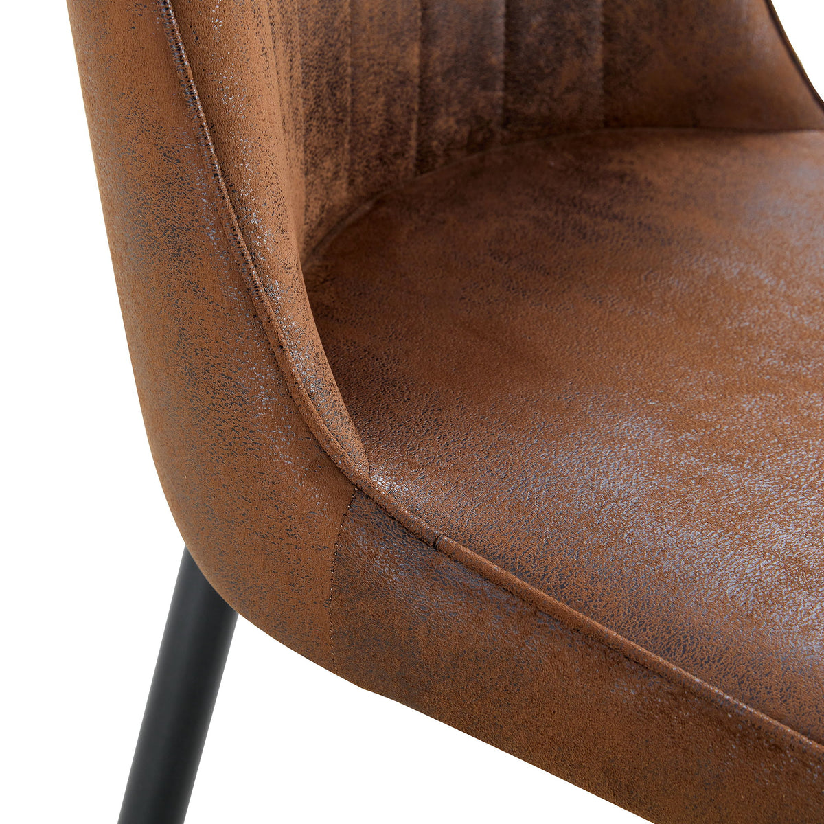 Modern Brown Suede Like Velvet Dining Chair (Set of 2) - Black / Gold