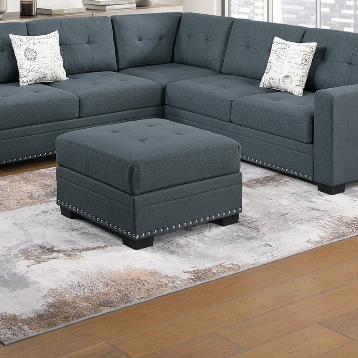 Casual Simple Tufted Sectional 4 Piece Set With USB Loveseat