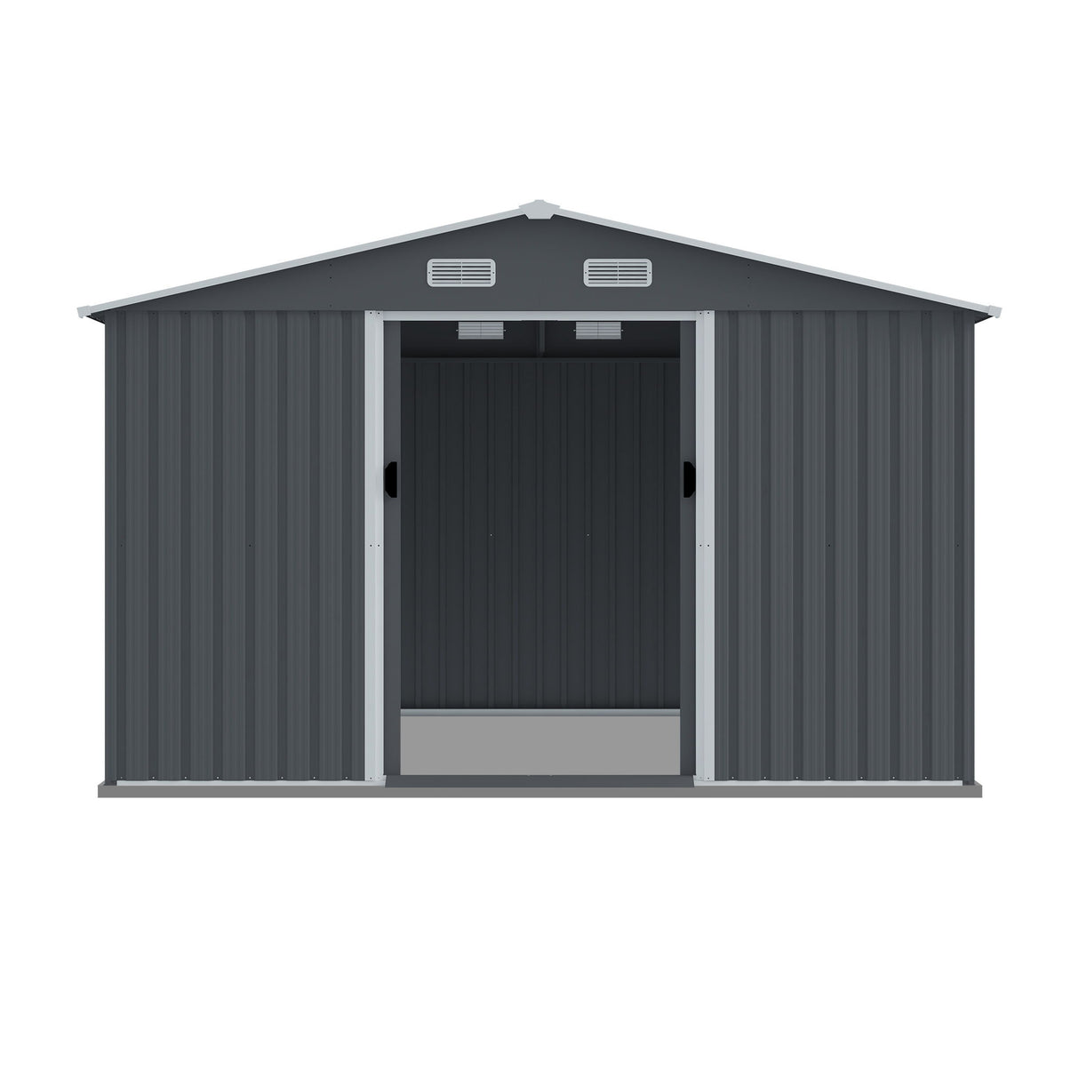 Outdoor Storage Shed Large Metal Tool Sheds, Heavy Duty Storage House With Sliding Doors