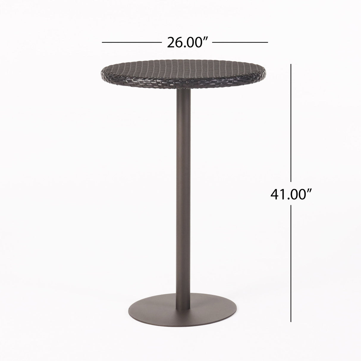Outdoor Round Rattan Bar Table With Iron Frame - Multi Brown