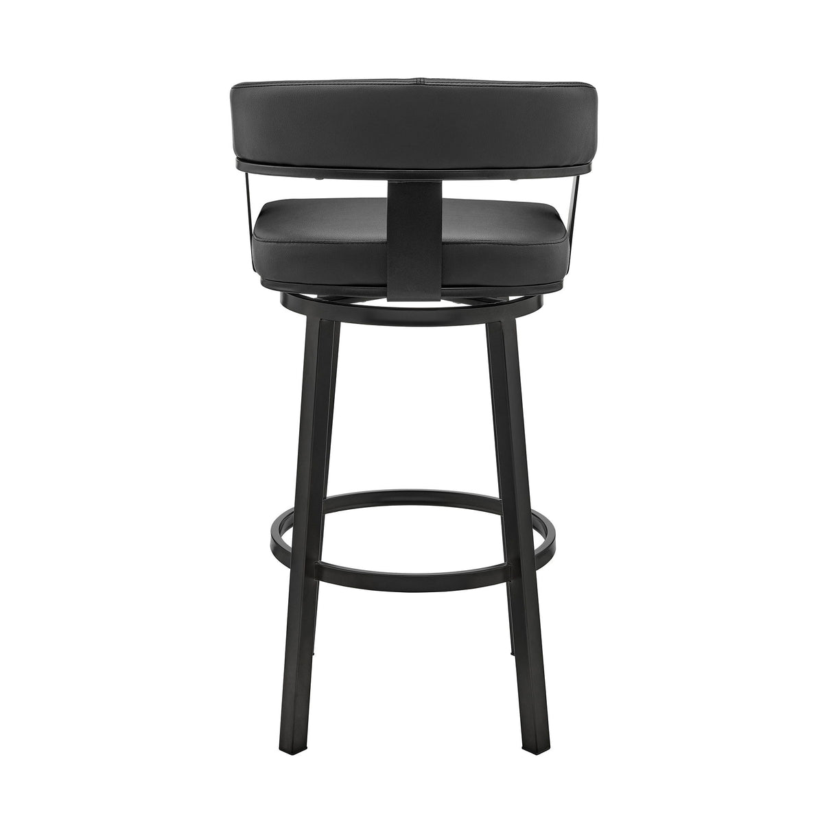 Lorin - 26" Counter Height Swivel Bar Stool - Black Finish And Faux Leather