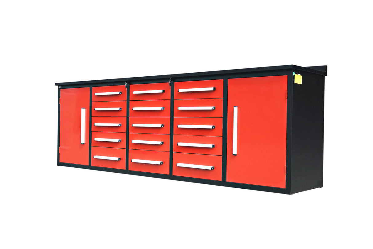 Storage Cabinet With Work Bench (15 Drawers And 2 Cabinets)