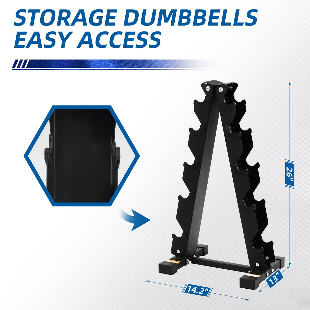 BalanceFrom 150LB Coated Hex Dumbbell Weight Set and A-Frame Storage Rack
