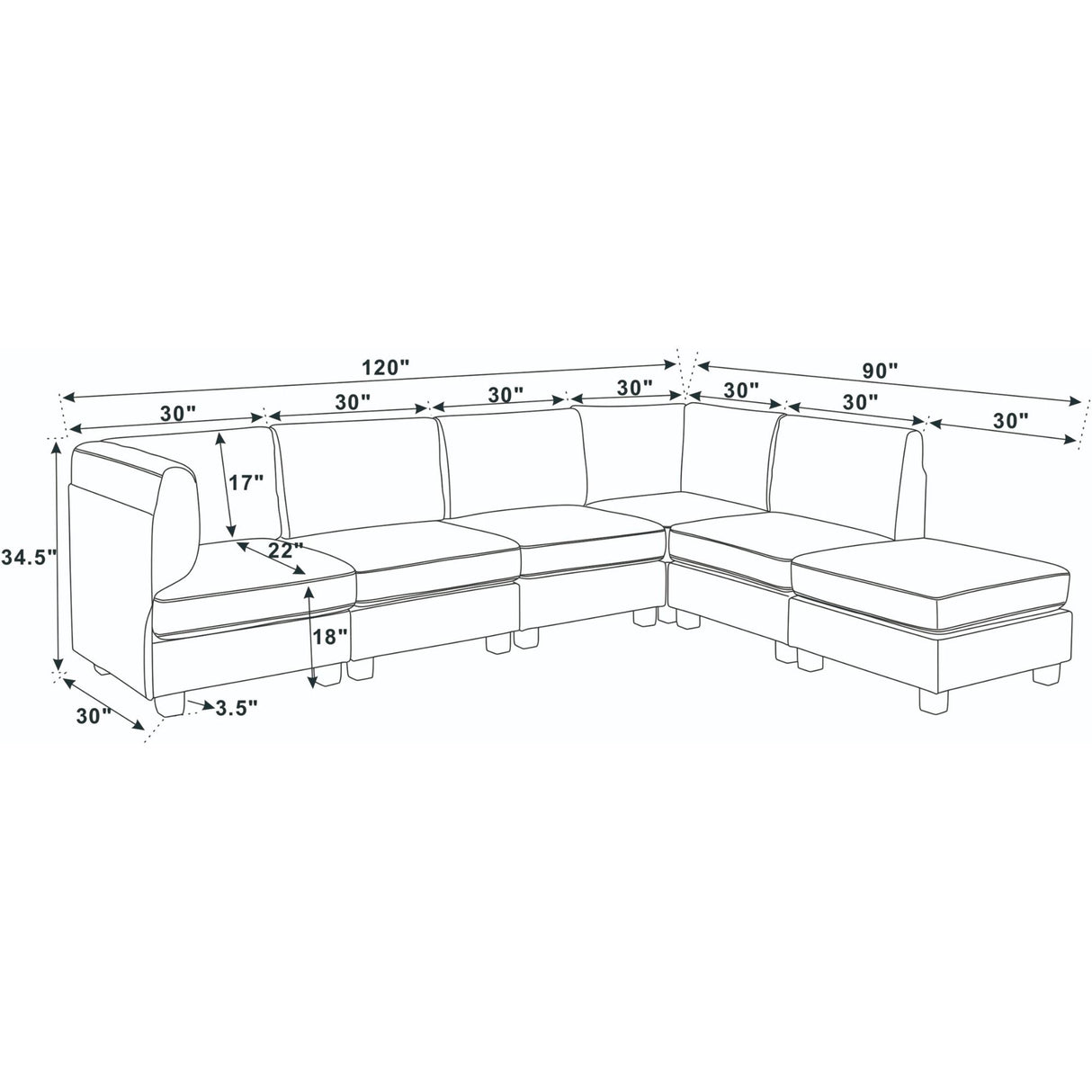Upholstered Modular Sectional With Removable Cushions