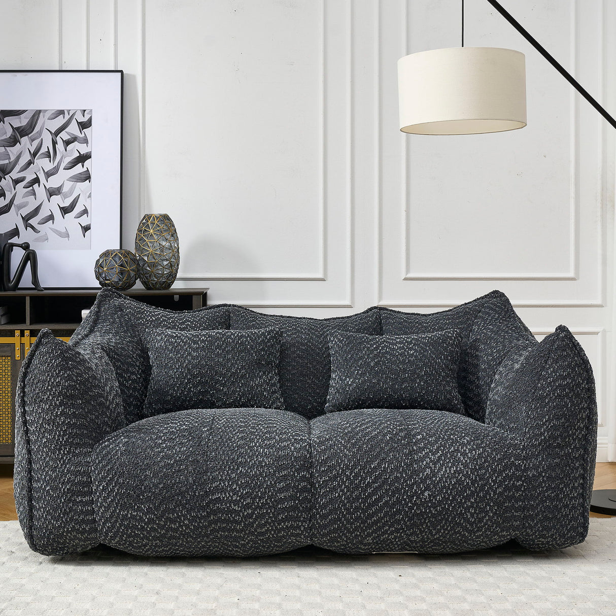Comfortable Dual Beanbag Chair With High Resilience Foam Core For 2 People