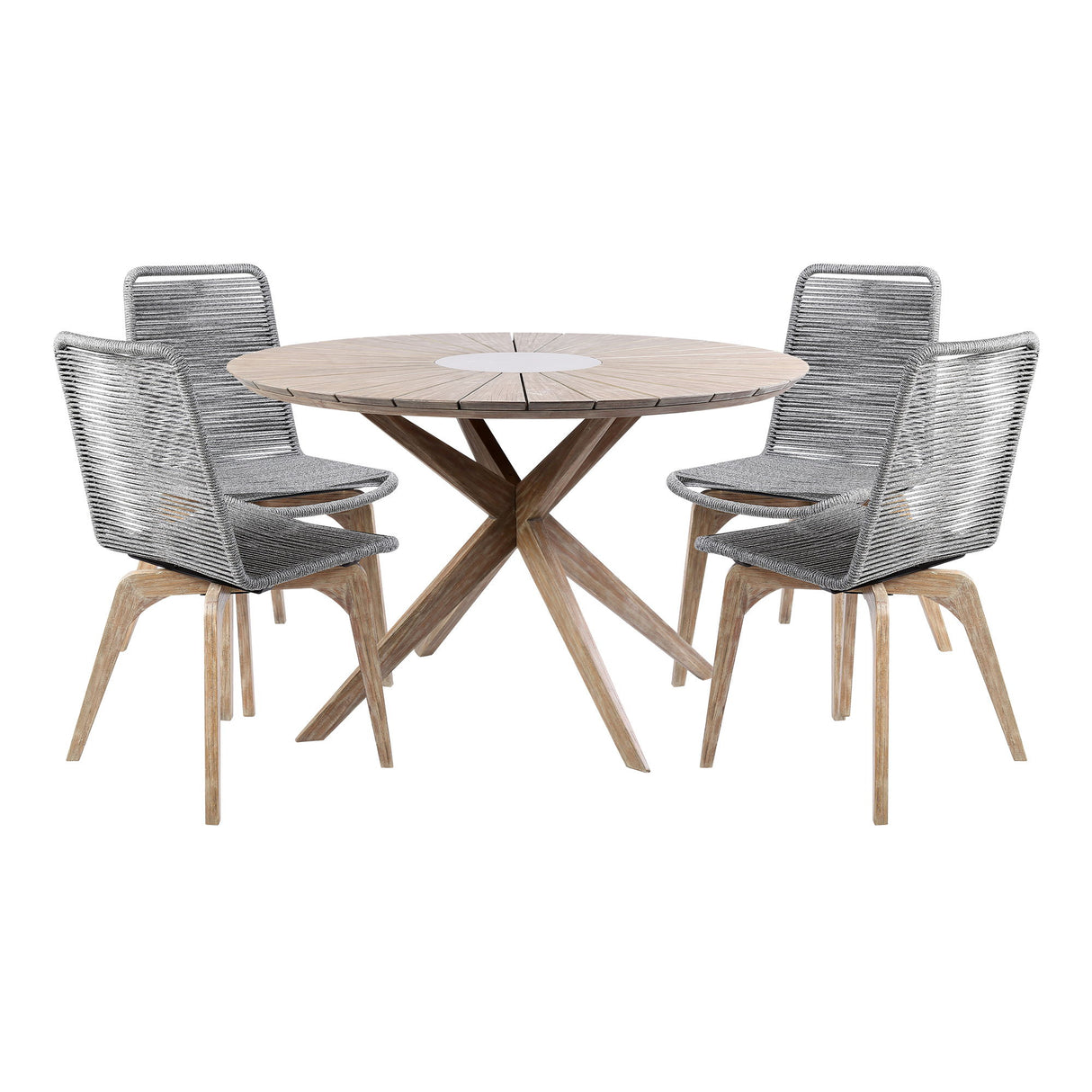 Oasis And Island - Outdoor 5 Piece Light Eucalyptus And Concrete Dining Set