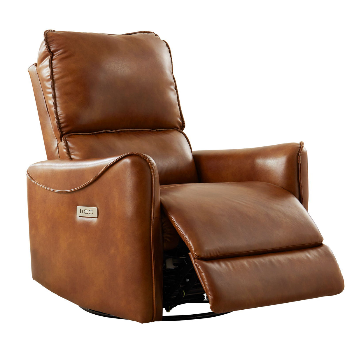 Electric Recliner Chair With Rocker And Swivel Function - Brown